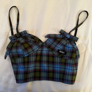 🎀 SAGI DOLLS 🎀 grungy plaid crop top  size SMALL